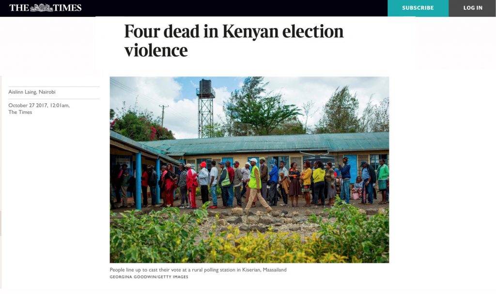 Four dead in Kenyan election violence